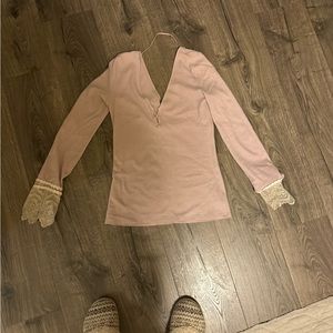 Pink Free People long Sleeve v top